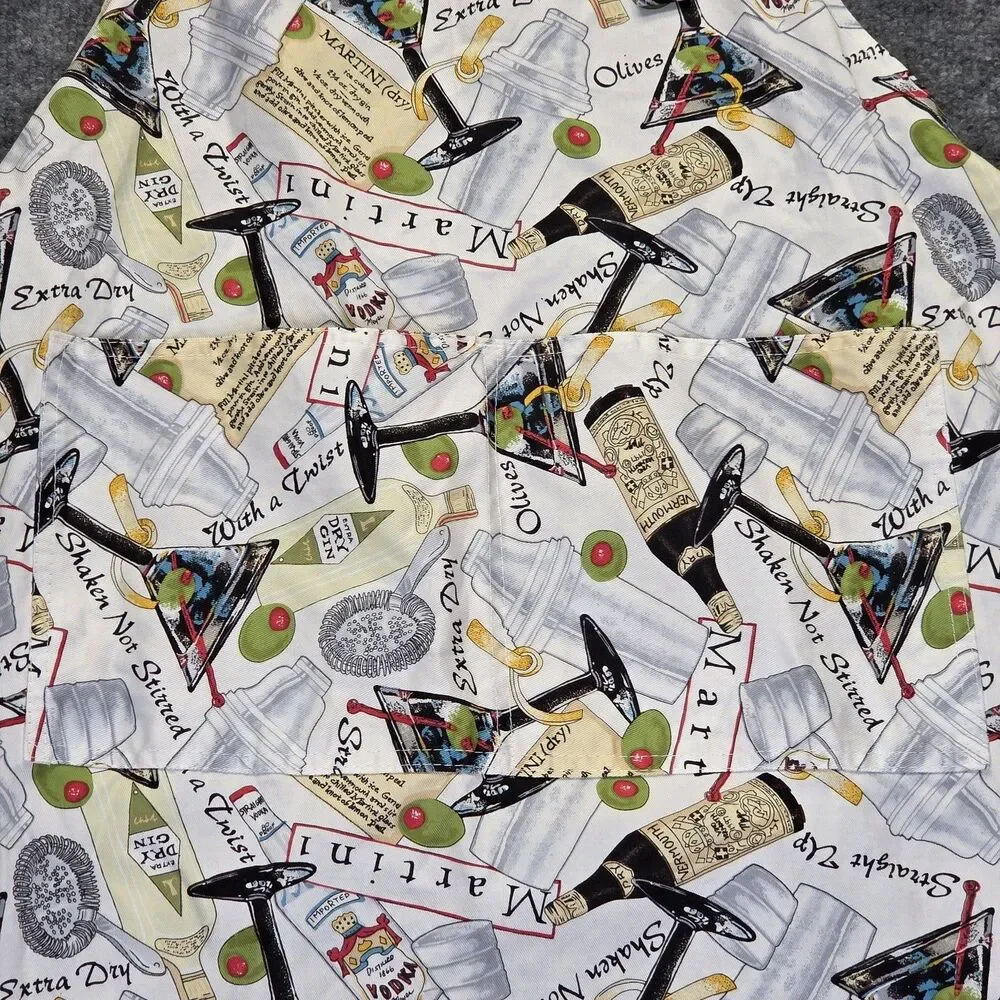 Now Designs Epicurean Cocktail Bib Apron One Size Cotton USA Martini Print Olive